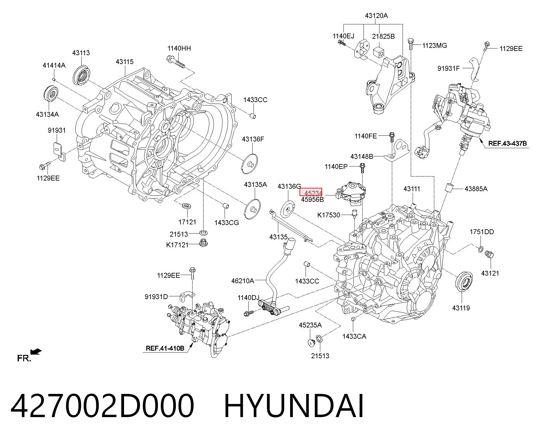 427002D000 Hyundai/Kia Sensor de posição de seletor da Caixa Automática de Mudança