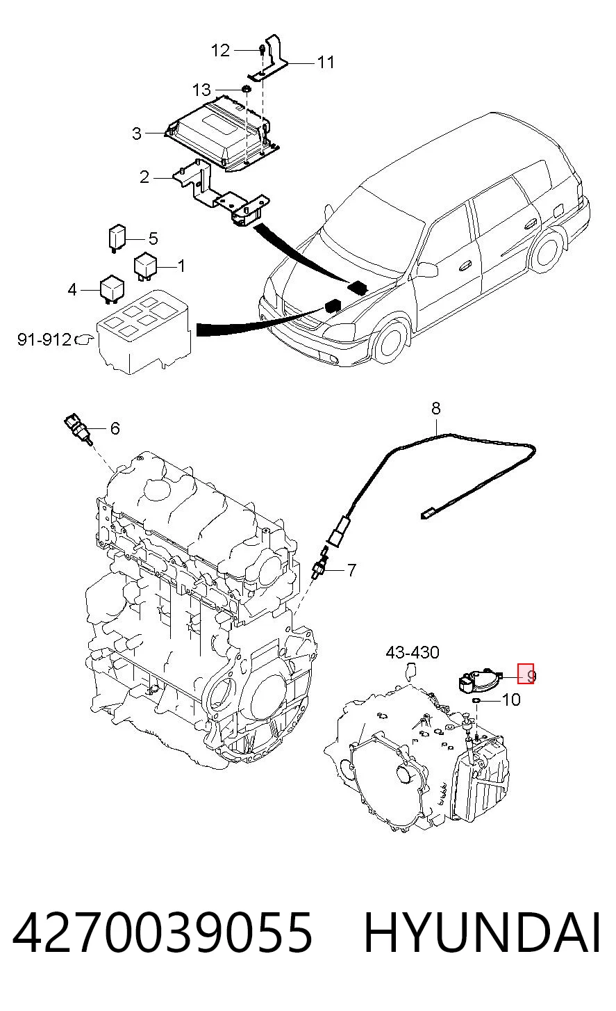 4270039055 Hyundai/Kia Sensor dos modos de trabalho da Caixa Automática de Mudança