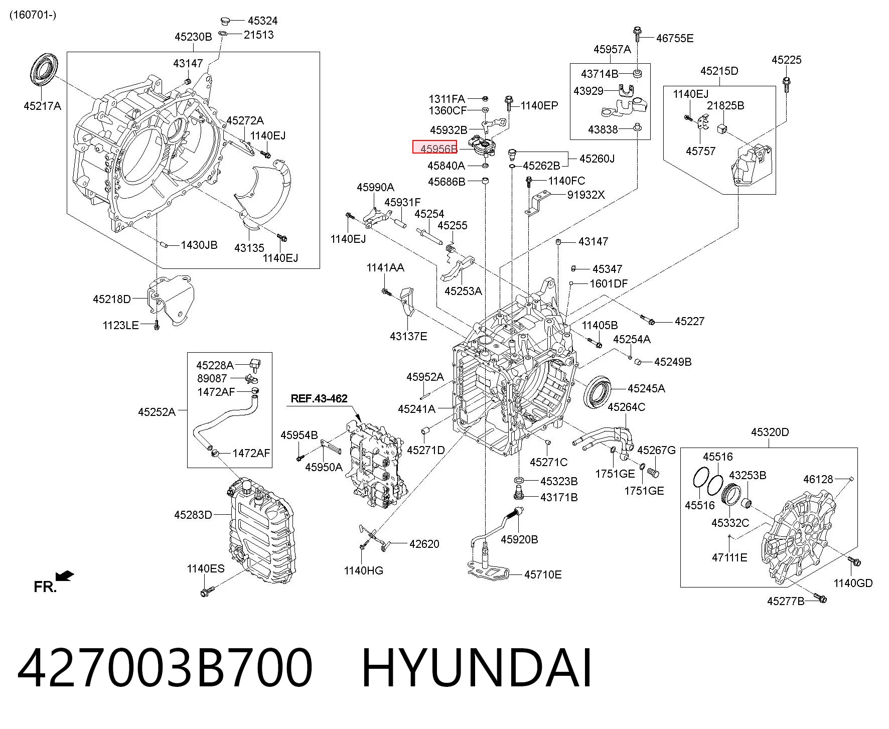 427003B700 Hyundai/Kia Sensor de posição de seletor da Caixa Automática de Mudança