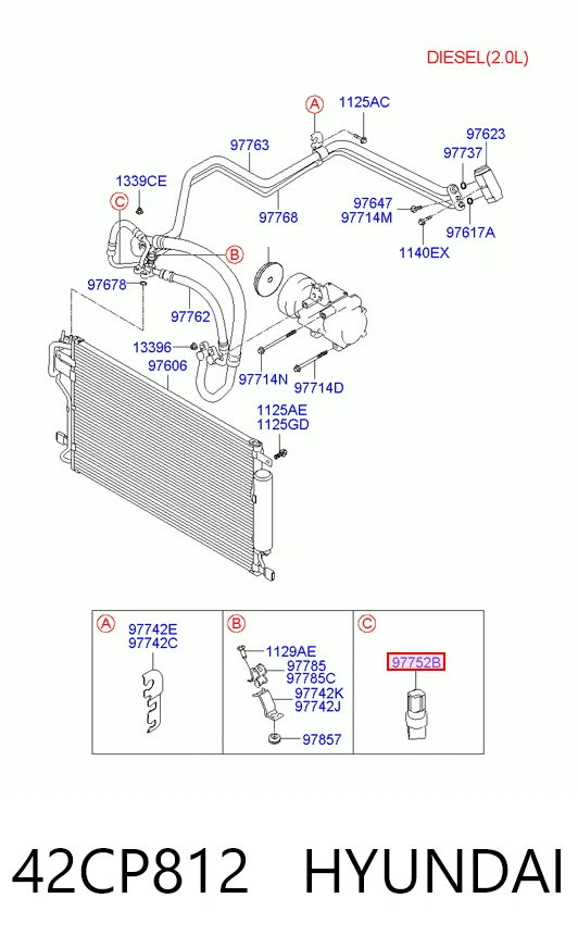 42CP812 Hyundai/Kia Sensor de pressão absoluta de aparelho de ar condicionado