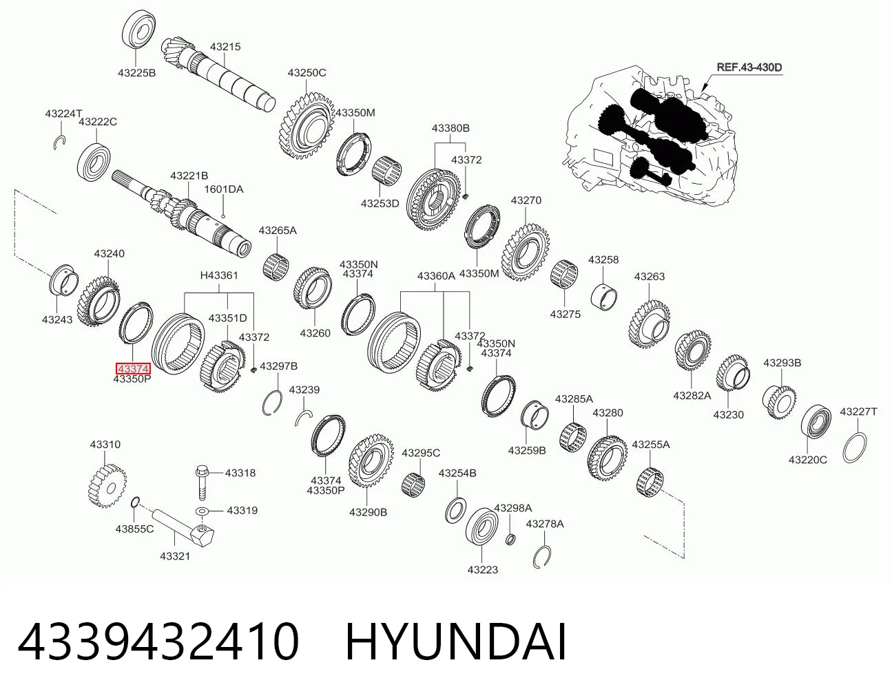 4339432410 Hyundai/Kia Anel de sincronizador