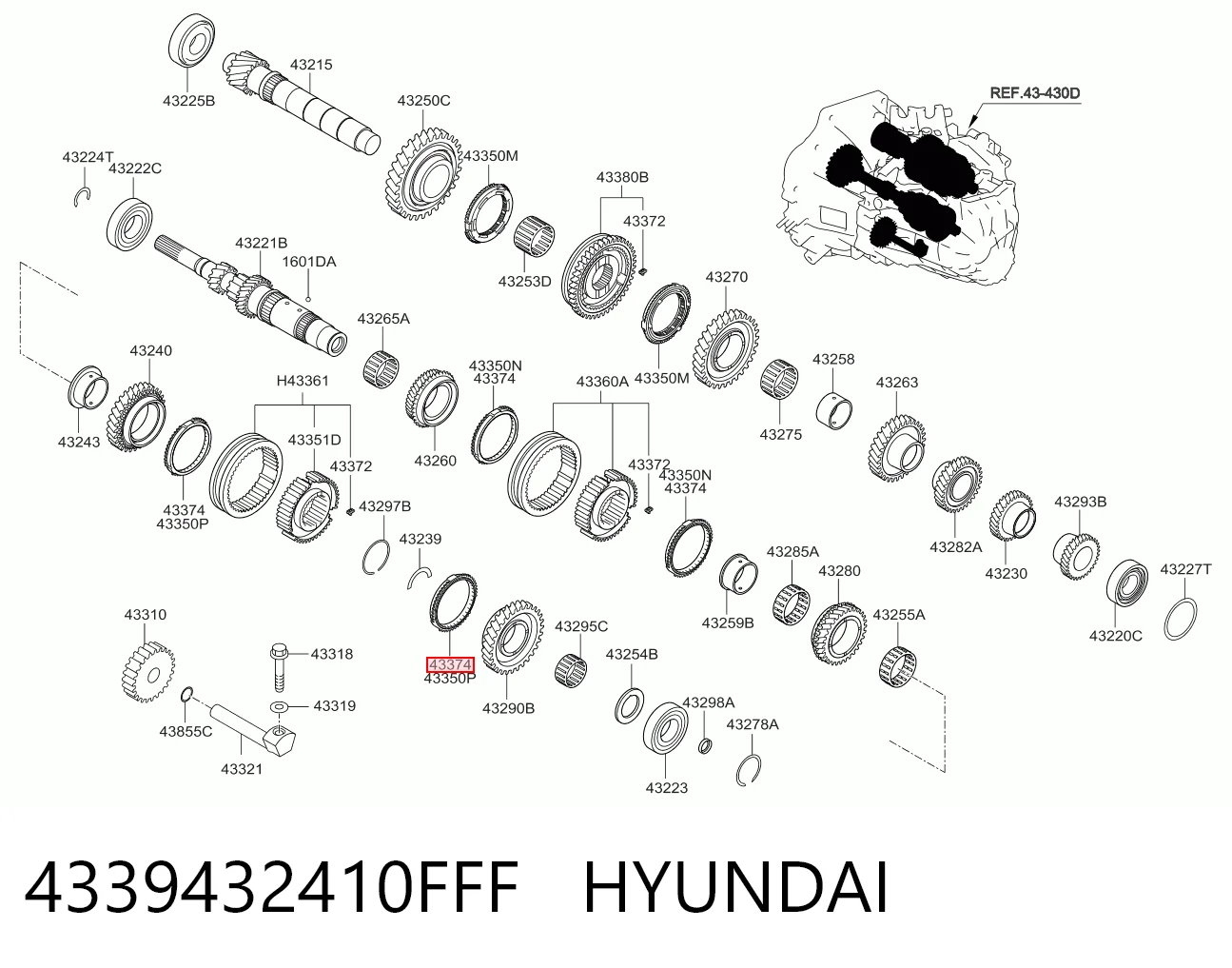 4339432410FFF Hyundai/Kia Anel de sincronizador