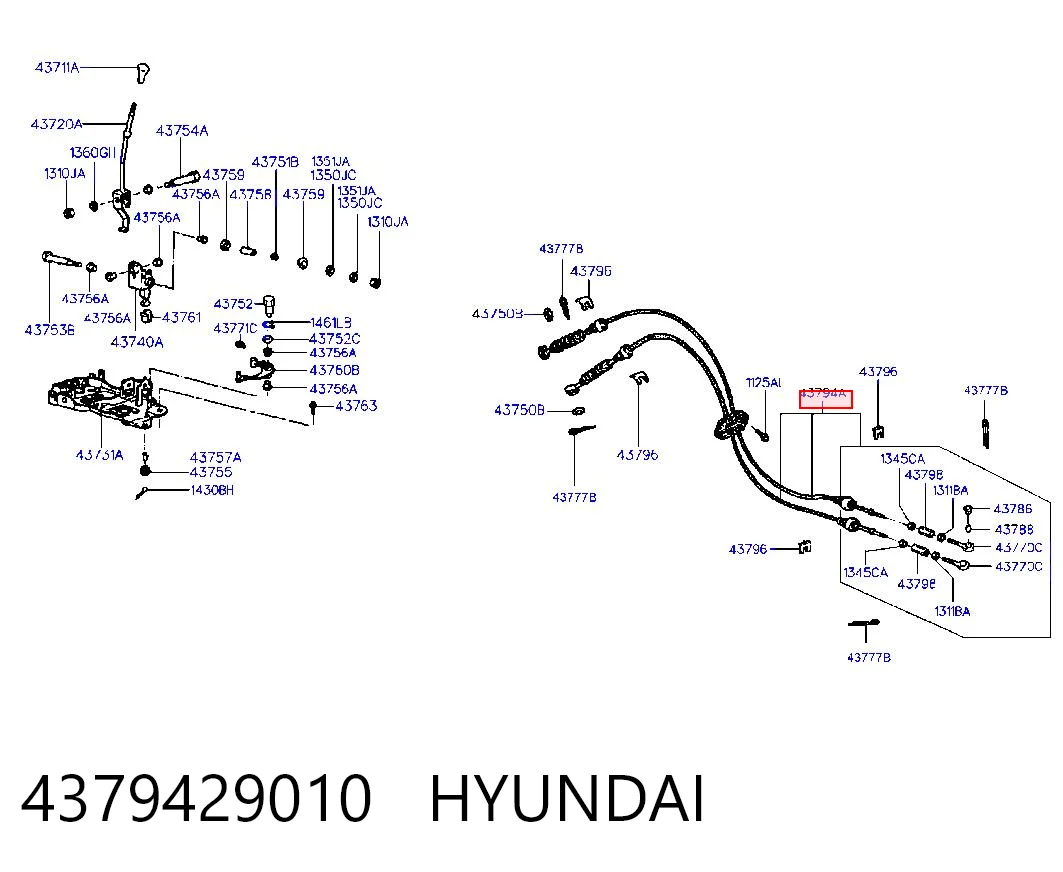 Cabo de mudança duplo para Hyundai Coupe I RD