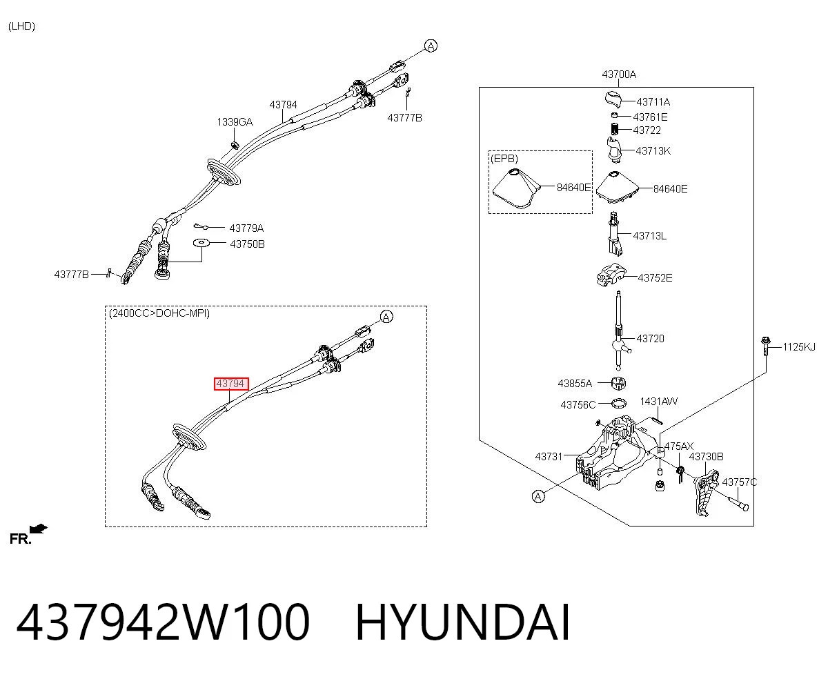 Cabo de mudança duplo Hyundai Santa Fe III DM ao melhor preço