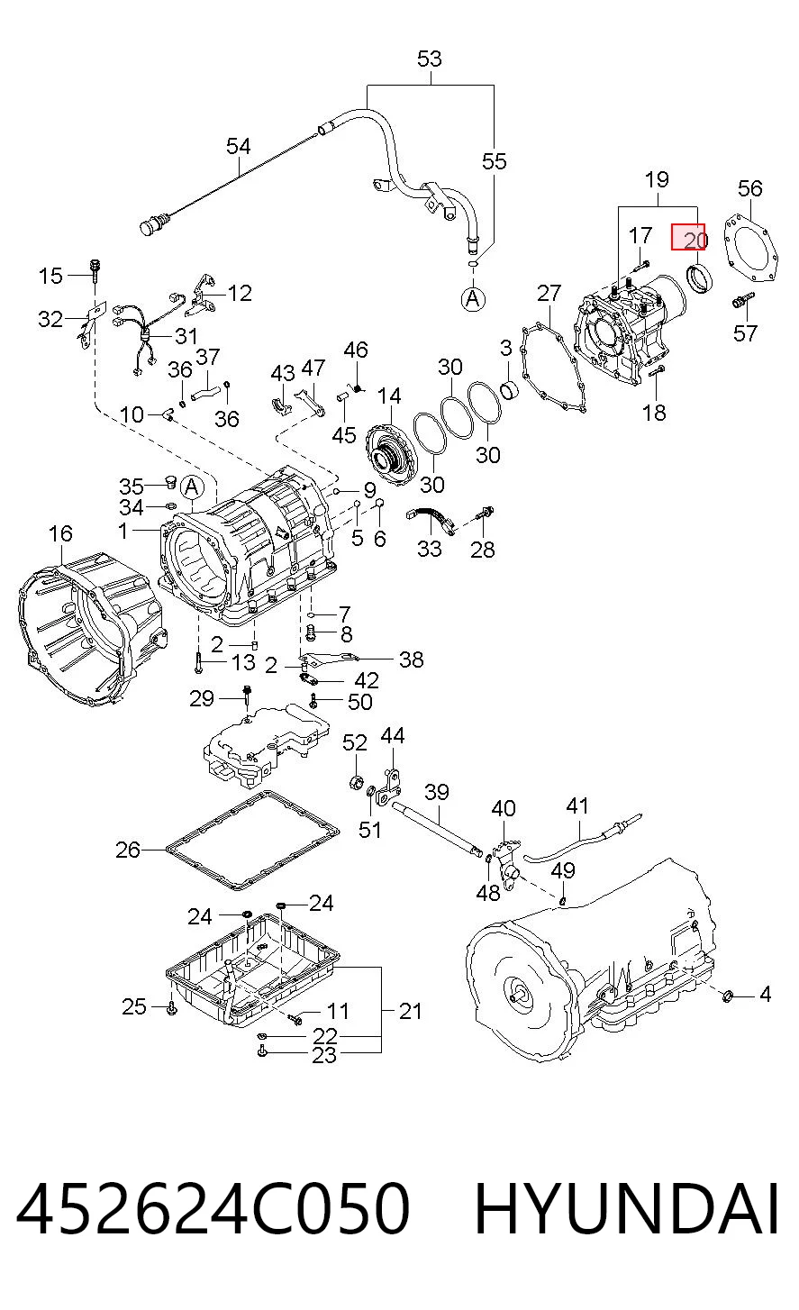 452624C050 Hyundai/Kia Bucim da Caixa Automática de Mudança (de árvore de saída/secundária)