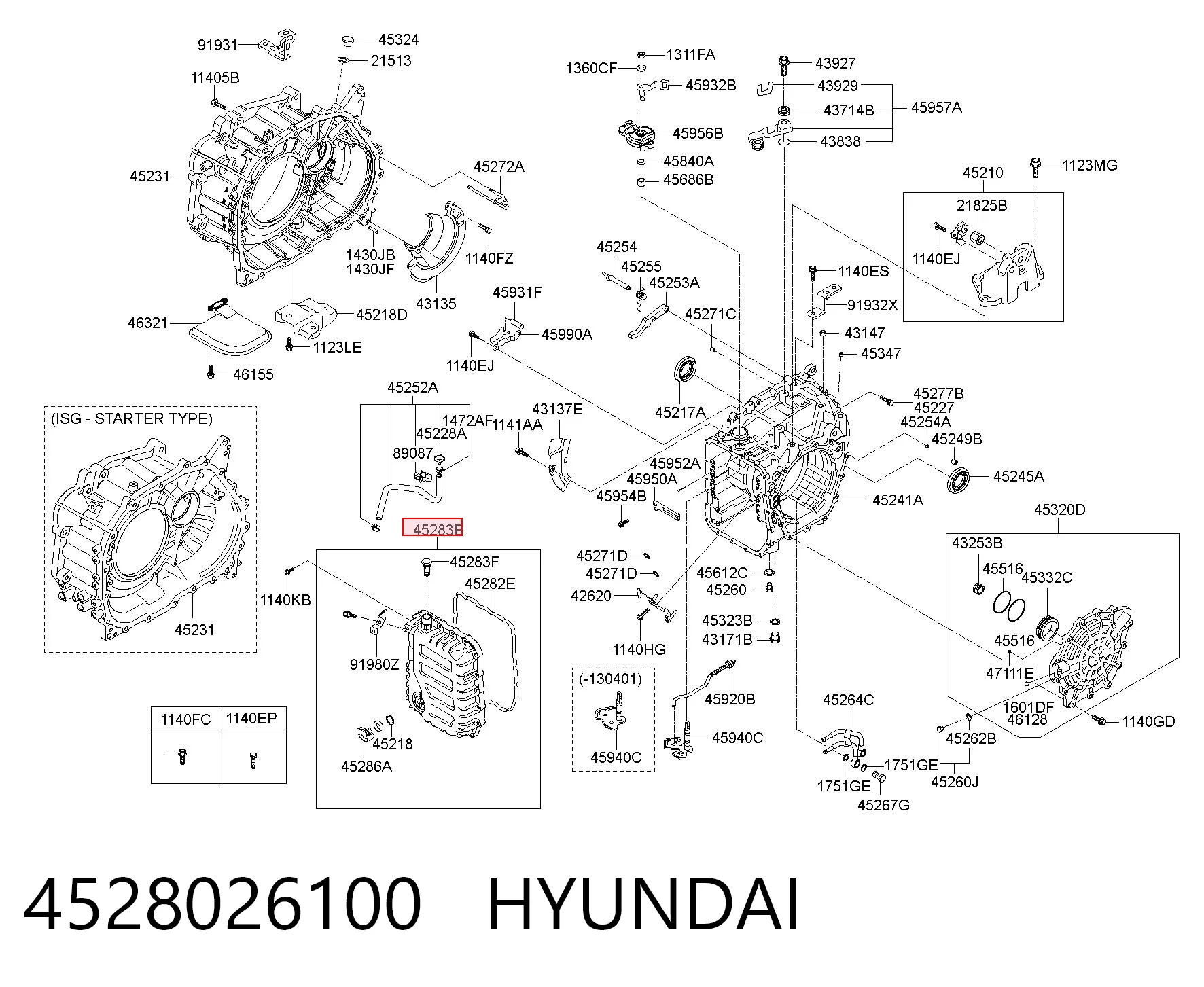 4528026100 Hyundai/Kia Tampa traseira da caixa de mudança