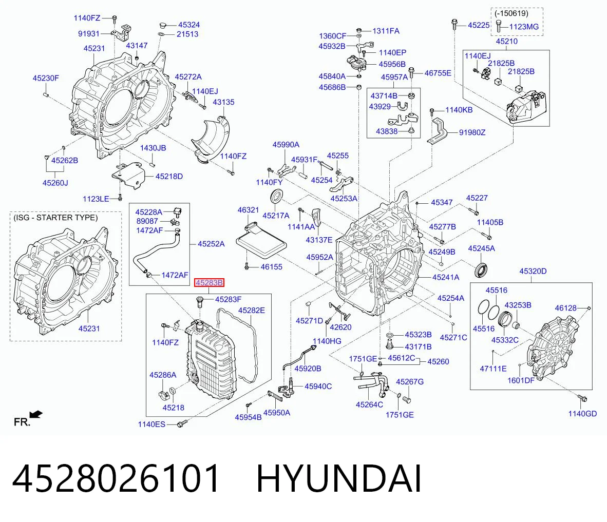 4528026101 Hyundai/Kia Tampa traseira da caixa de mudança