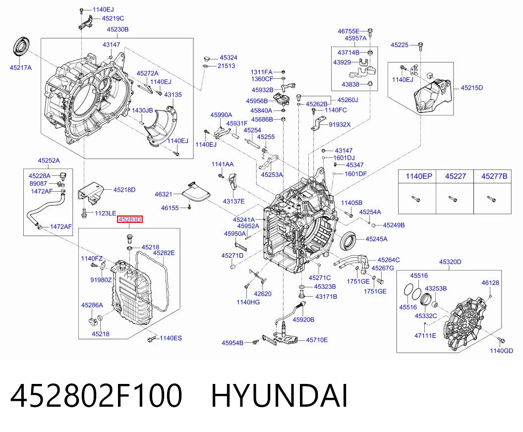 452802F100 Hyundai/Kia Cárter da Caixa Automática de Mudança