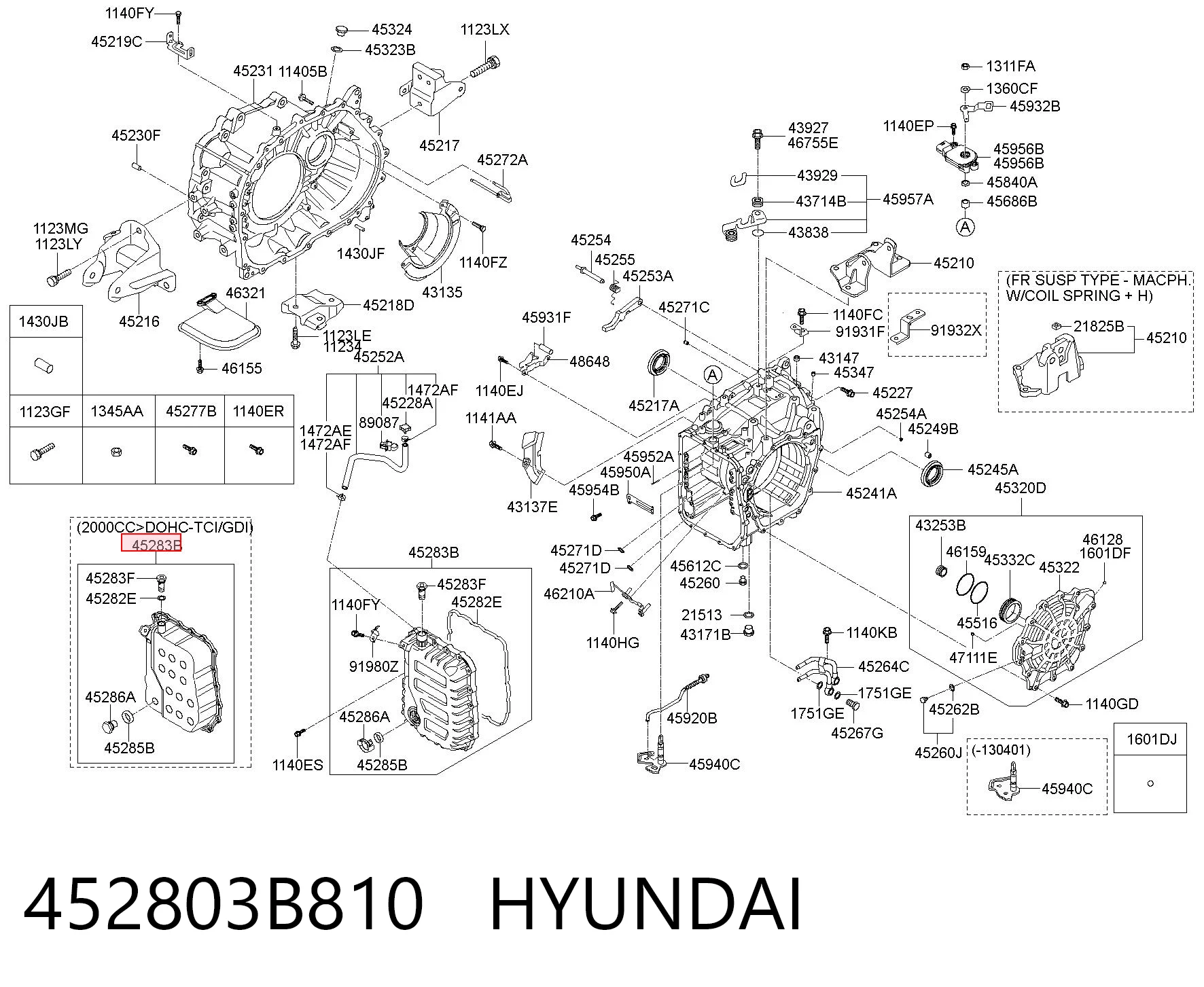 452803B810 Hyundai/Kia Cárter da Caixa Automática de Mudança