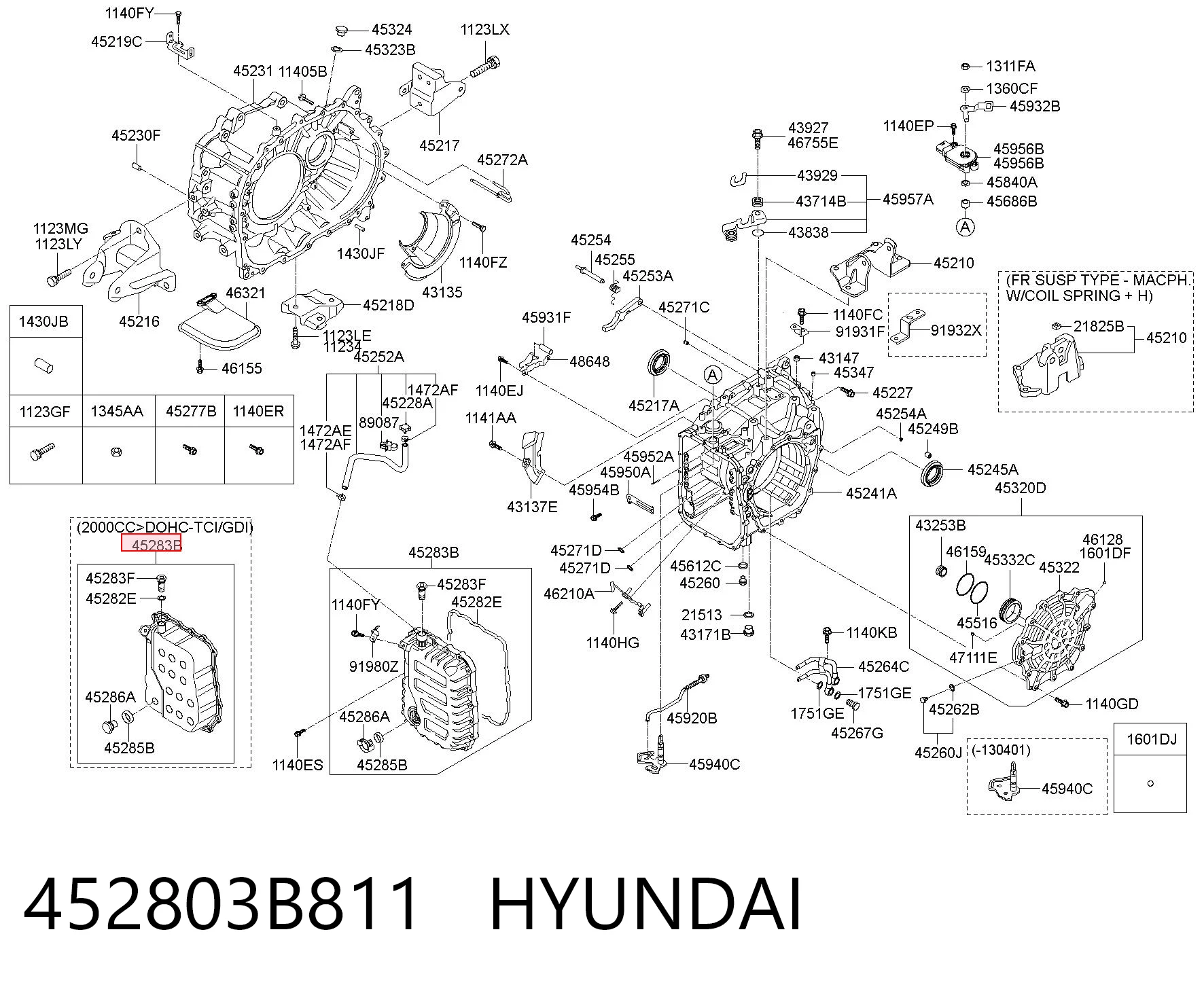 452803B811 Hyundai/Kia Cárter da Caixa Automática de Mudança