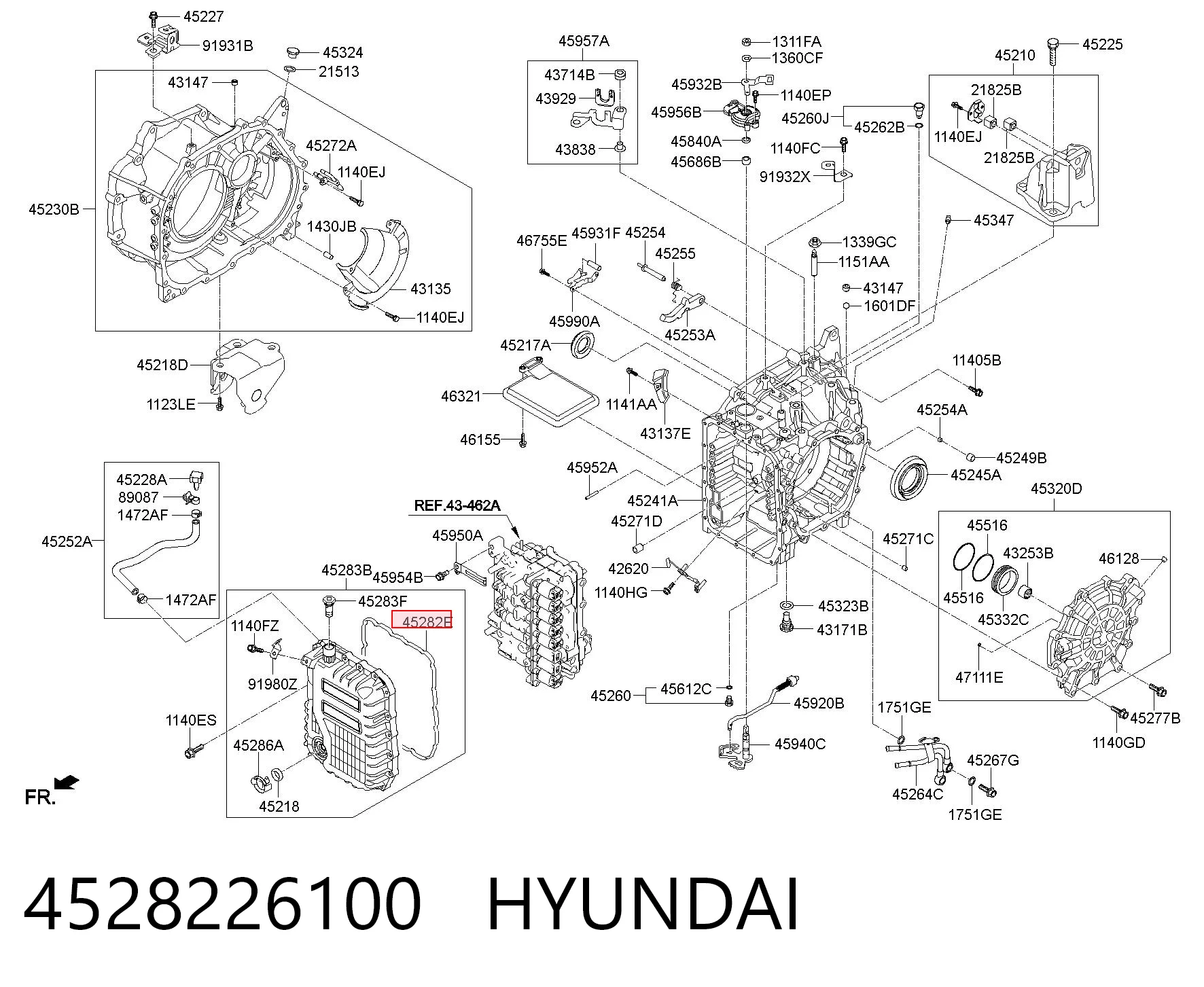 4528226100 Hyundai/Kia Vedante de panela da Caixa Automática de Mudança/Caixa Mecânica de Mudança