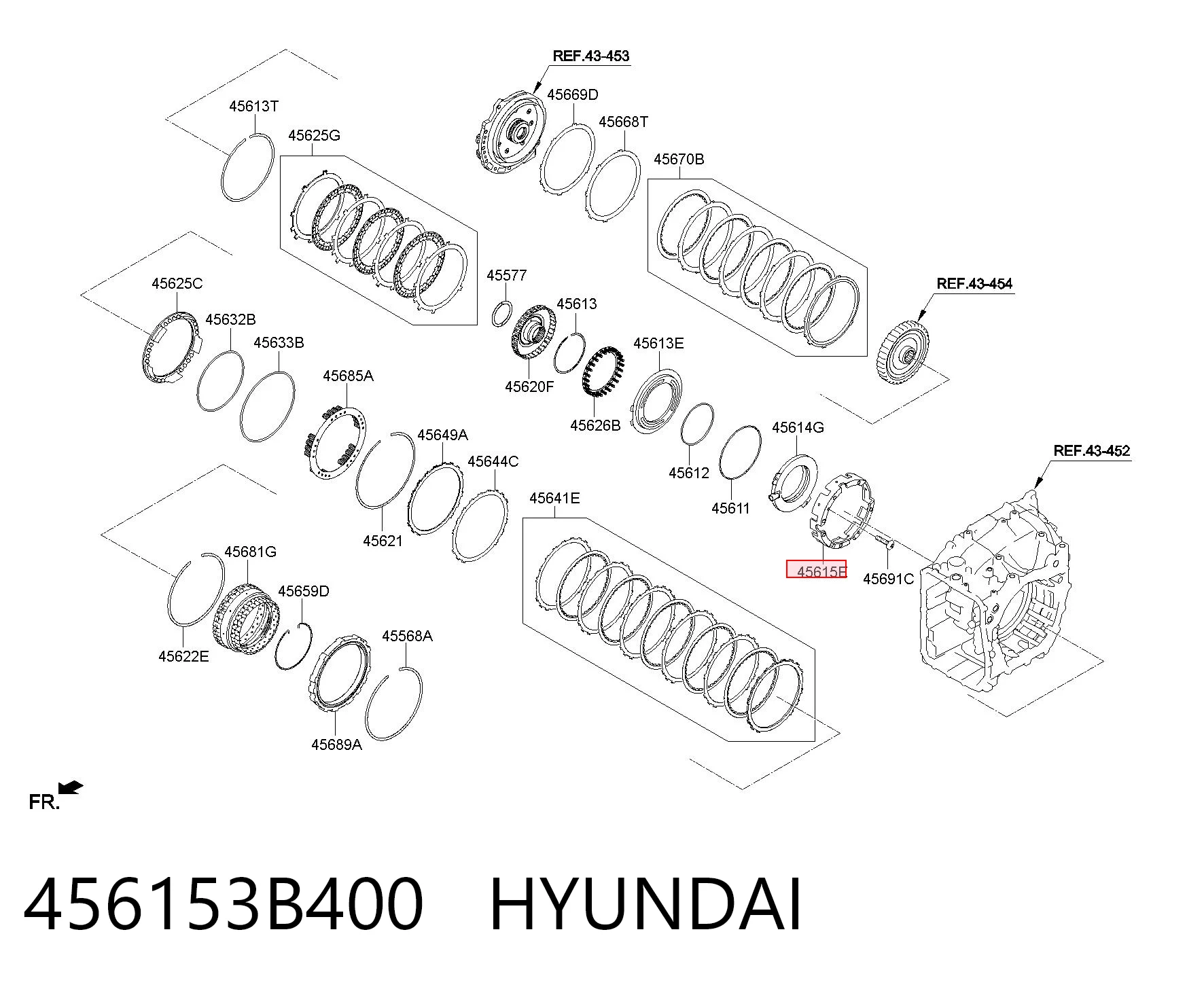 456153B400 Hyundai/Kia Anel de cubo