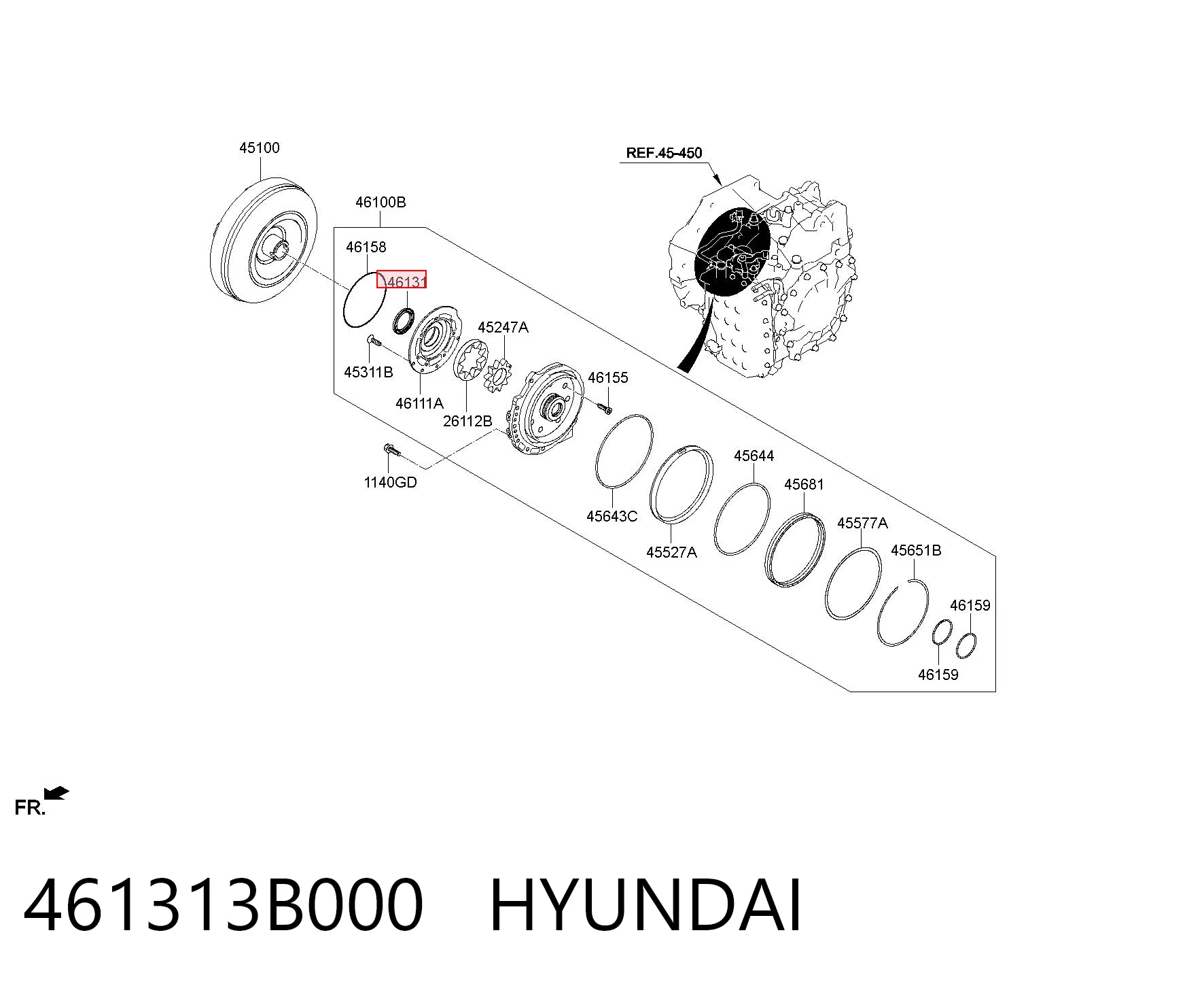 461313B000 Hyundai/Kia Bucim de bomba de óleo da Caixa Automática de Mudança