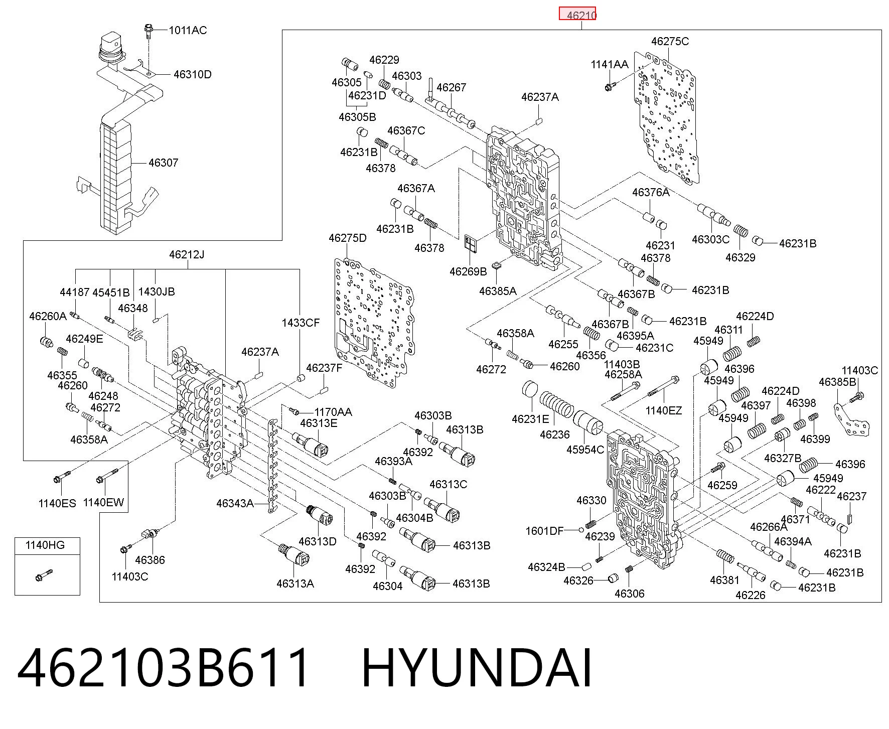 462103B611 Hyundai/Kia Unidade hidráulica da Caixa Automática de Mudança