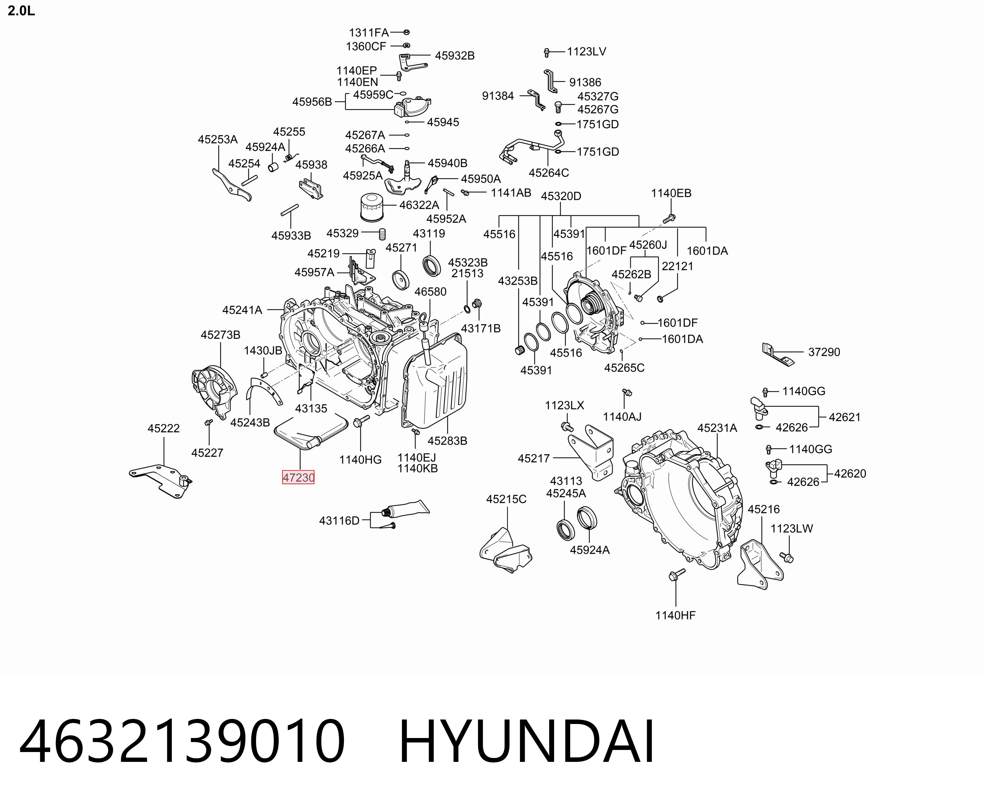 4632139010 Hyundai/Kia Filtro da Caixa Automática de Mudança