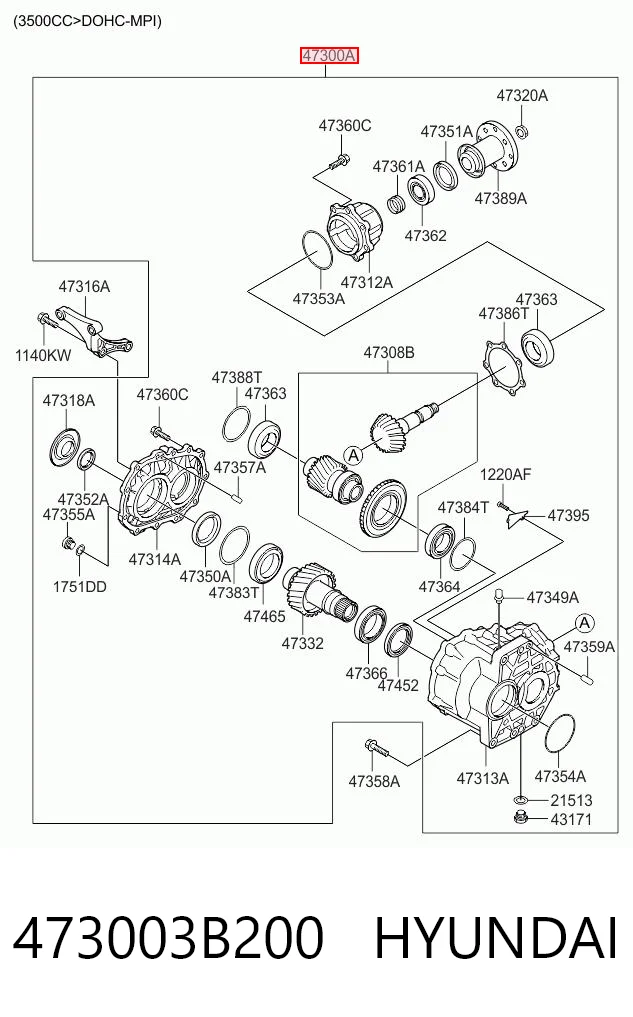 473003B200 Hyundai/Kia Caixa de transferência