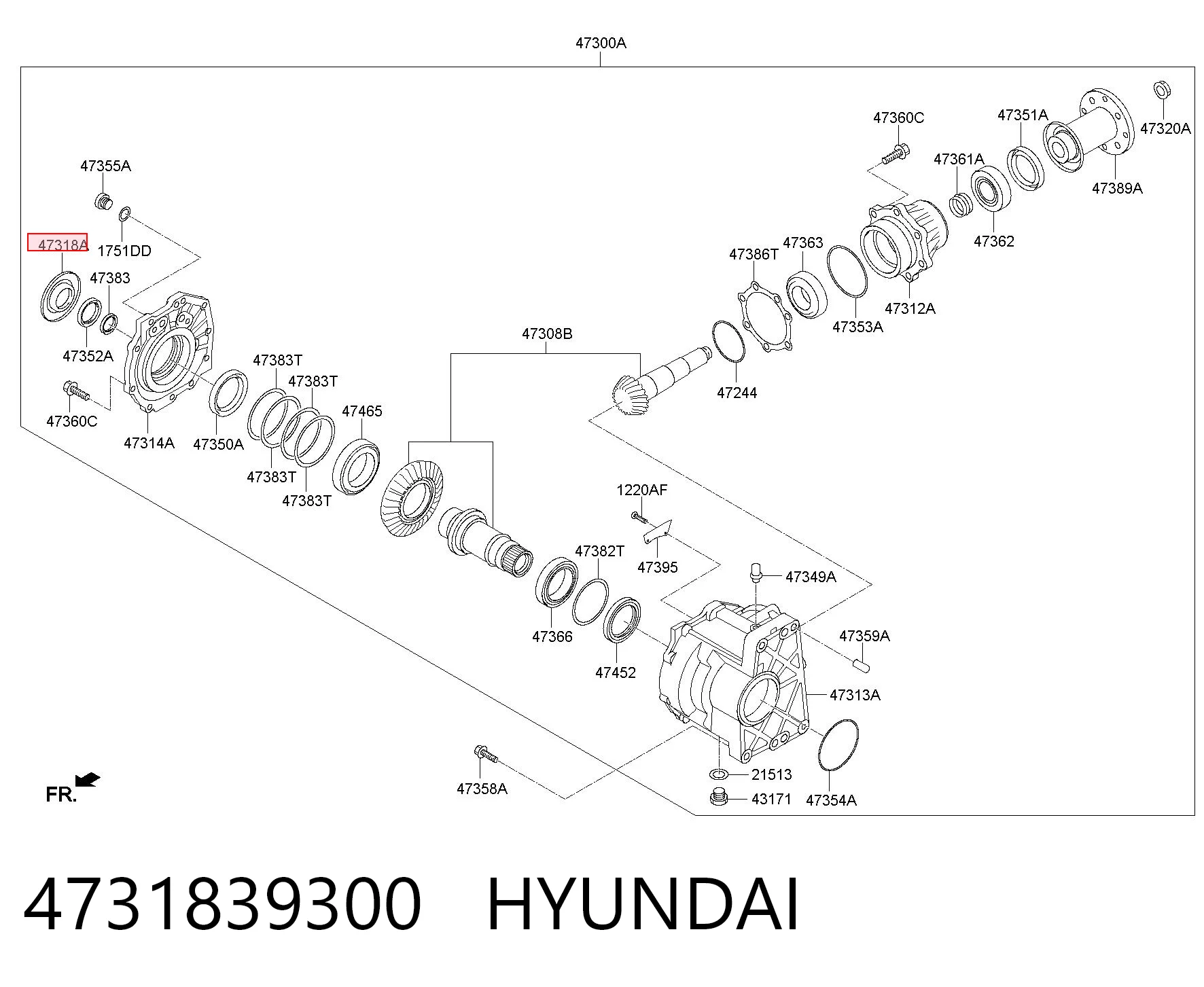 4731839300 Hyundai/Kia Bota de proteção direita de bucim da caixa de transferência