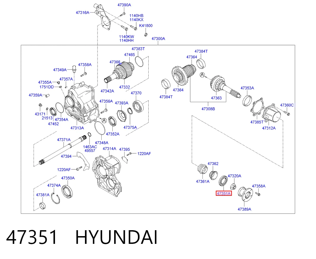 47351 Hyundai/Kia Bucim de saída traseira da caixa de transferência