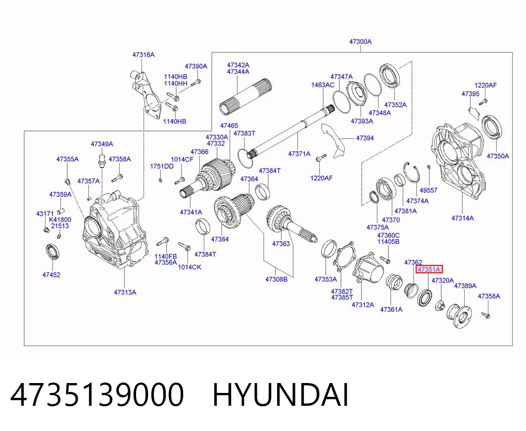 4735139000 Hyundai/Kia Bucim de saída traseira da caixa de transferência