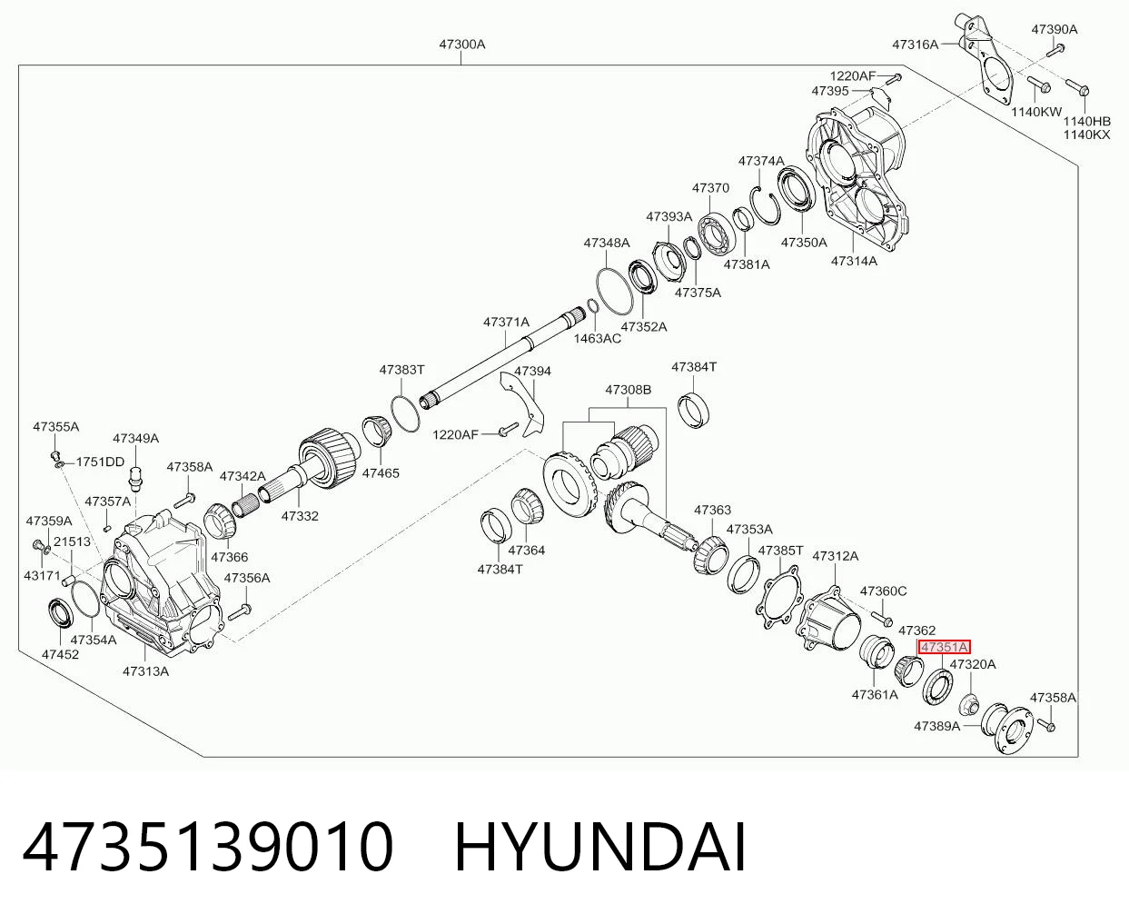 4735139010 Hyundai/Kia Bucim de saída traseira da caixa de transferência