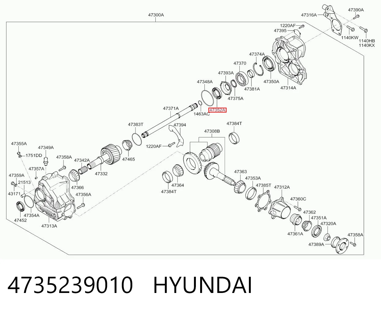 4735239010 Hyundai/Kia Bucim de saída dianteira da caixa de transferência