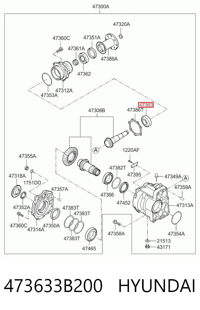 473633B200 Hyundai/Kia Rolamento da caixa de transferência, da árvore de saída, dianteiro