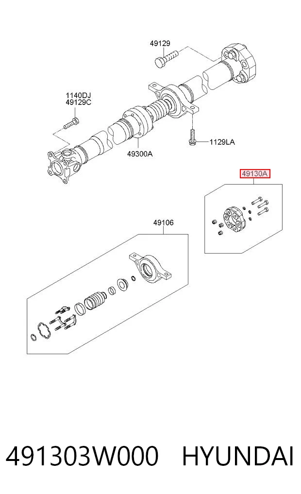 Acoplamento elástico do veio de transmissão para Hyundai Tucson TM