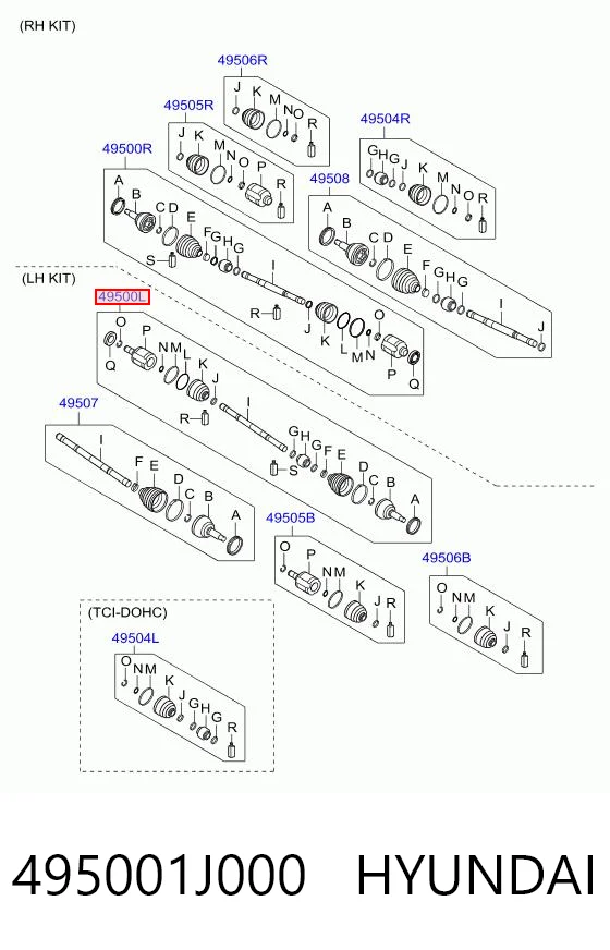 Junta homocinética externa dianteira para Hyundai I20 I PB