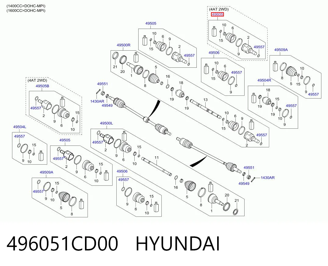  Bota de proteção interna de junta homocinética do semieixo dianteiro Hyundai Matrix monovolume (FC) (2005 - 2008) 