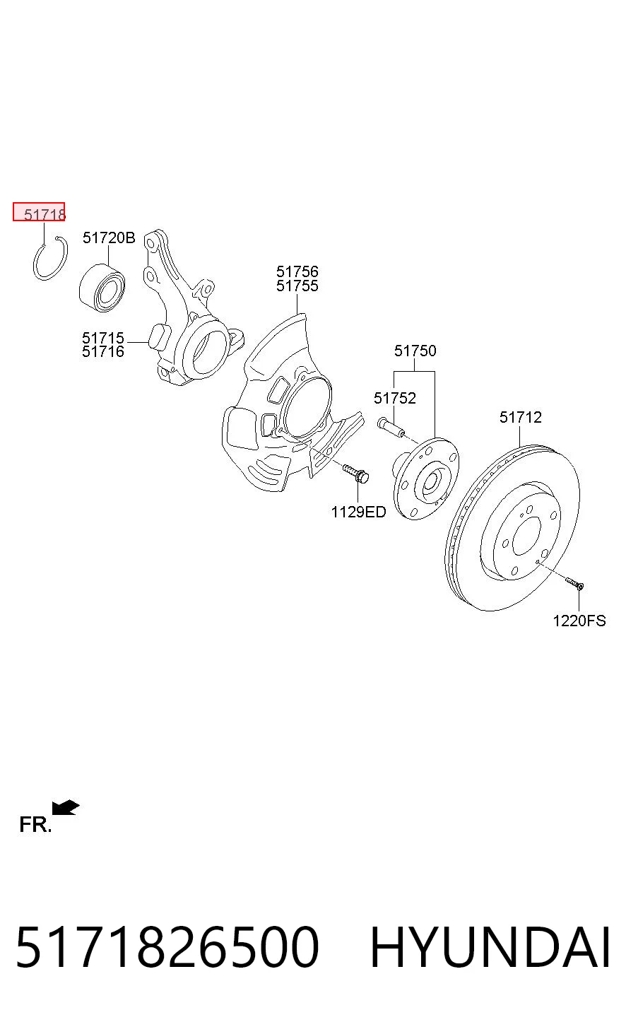 5171826500 Hyundai/Kia Anel de travagem de rolamento de cubo dianteiro