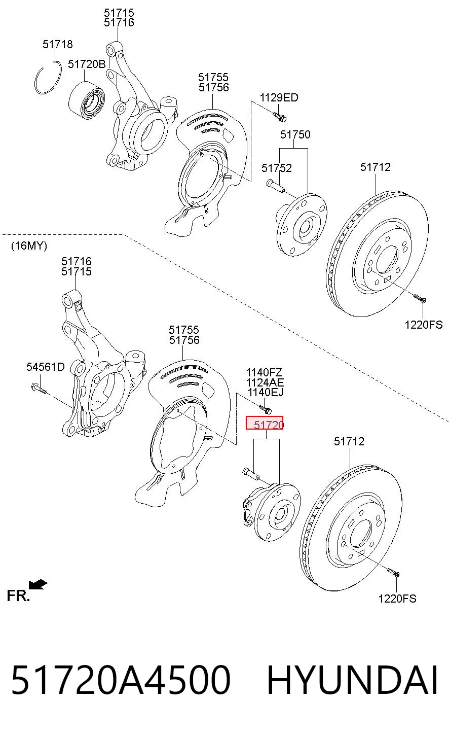 51720A4500 Hyundai/Kia Rolamento de cubo dianteiro