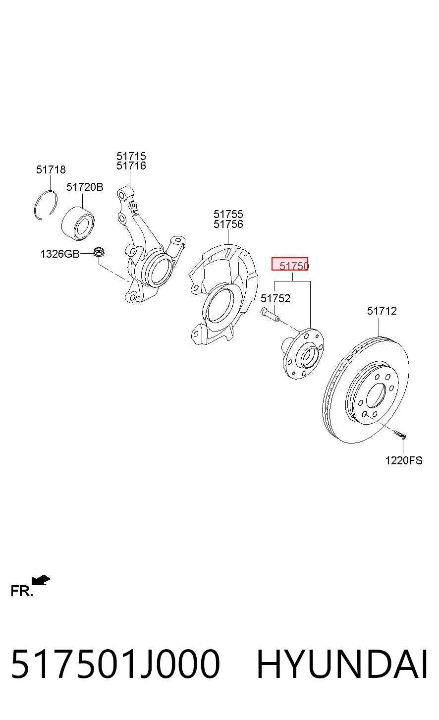 517501J000 Hyundai/Kia Cubo dianteiro