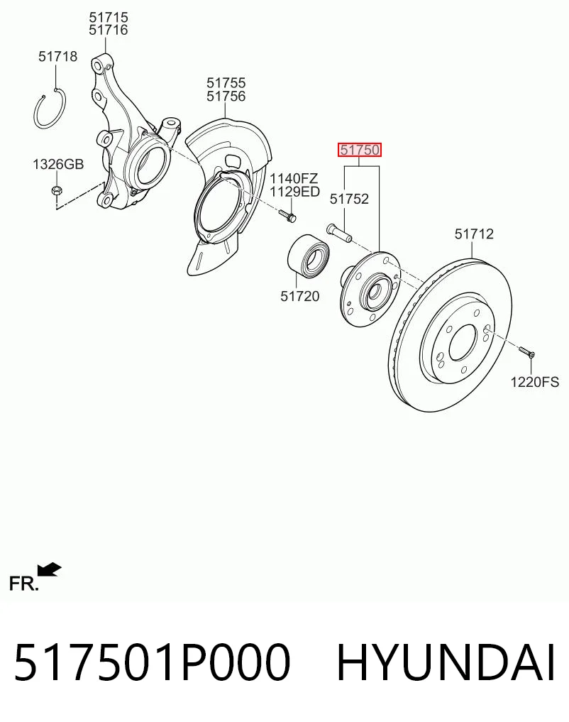 517501P000 Hyundai/Kia Cubo dianteiro