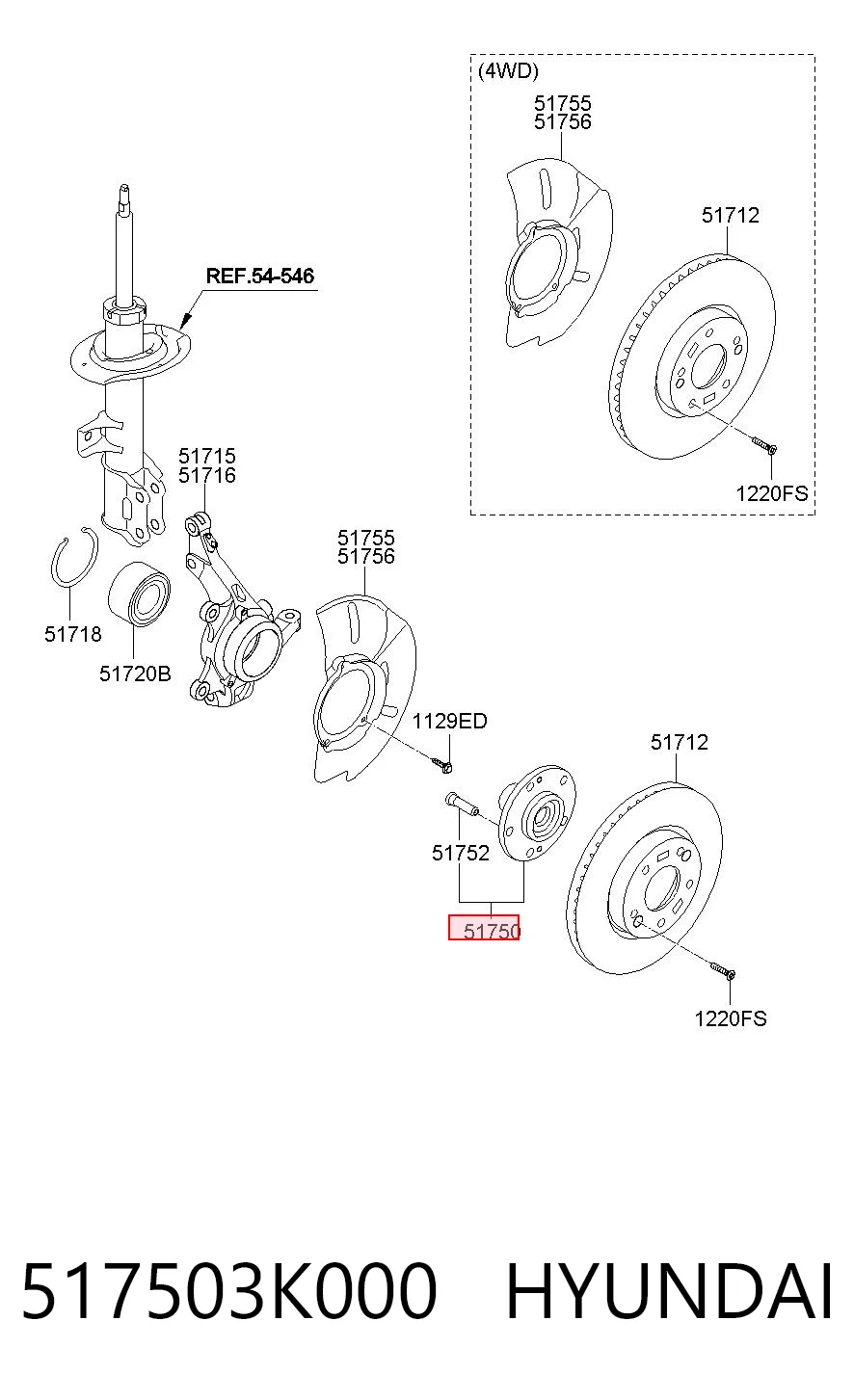 517503K000 Hyundai/Kia Cubo dianteiro