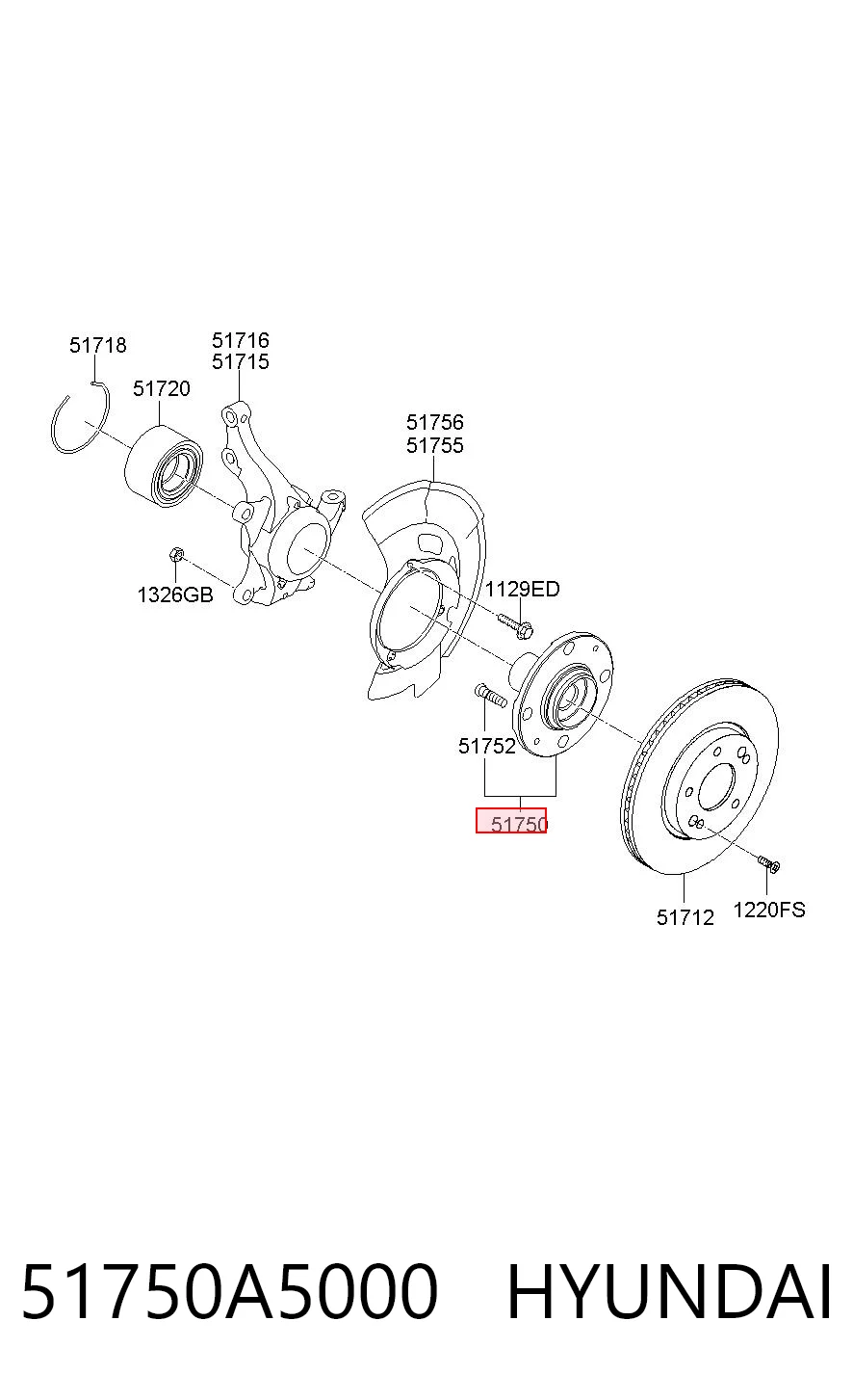 51750A5000 Hyundai/Kia Cubo dianteiro