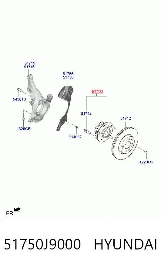 51750J9000 Hyundai/Kia Cubo dianteiro