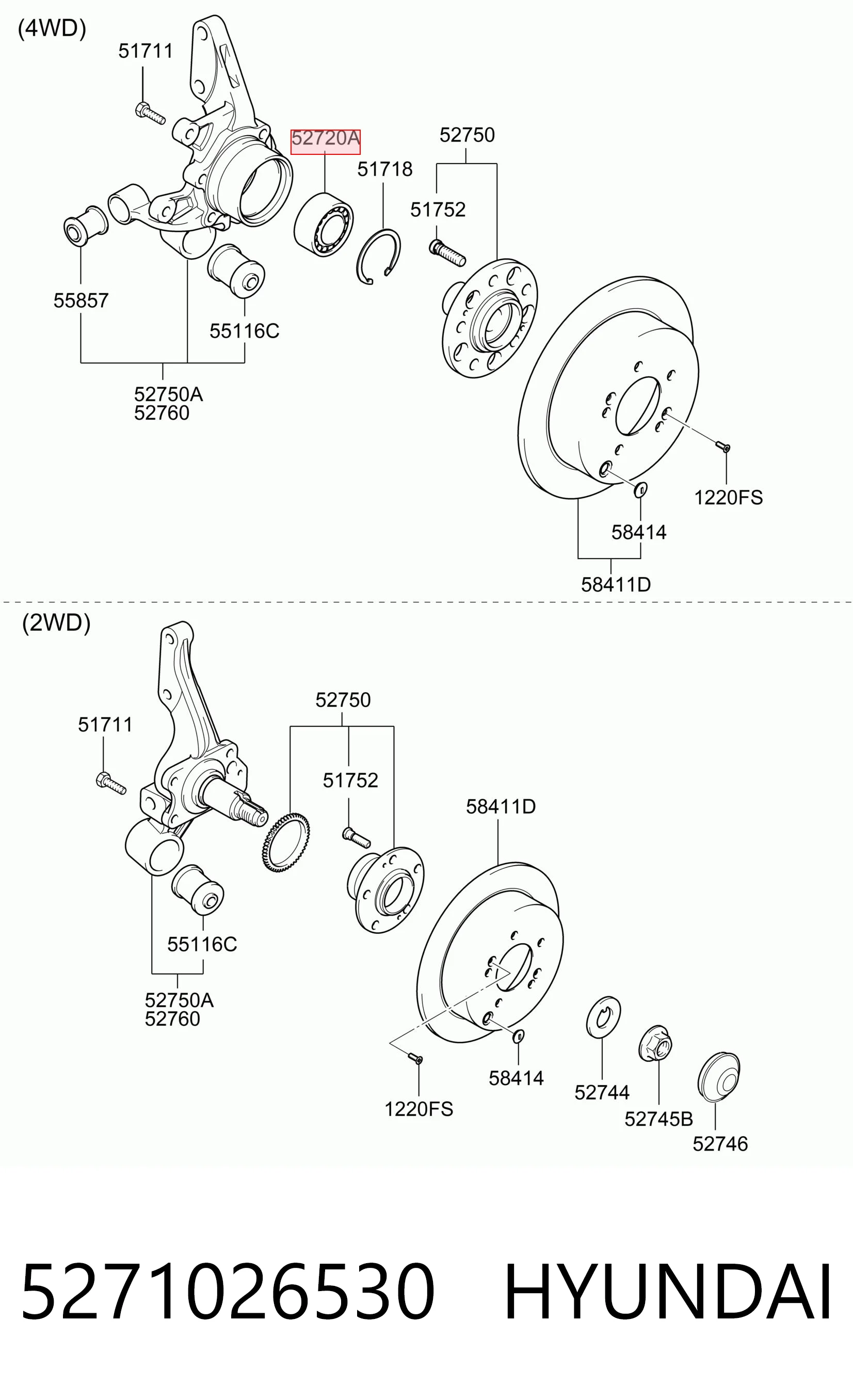5271026530 Hyundai/Kia Rolamento de cubo traseiro