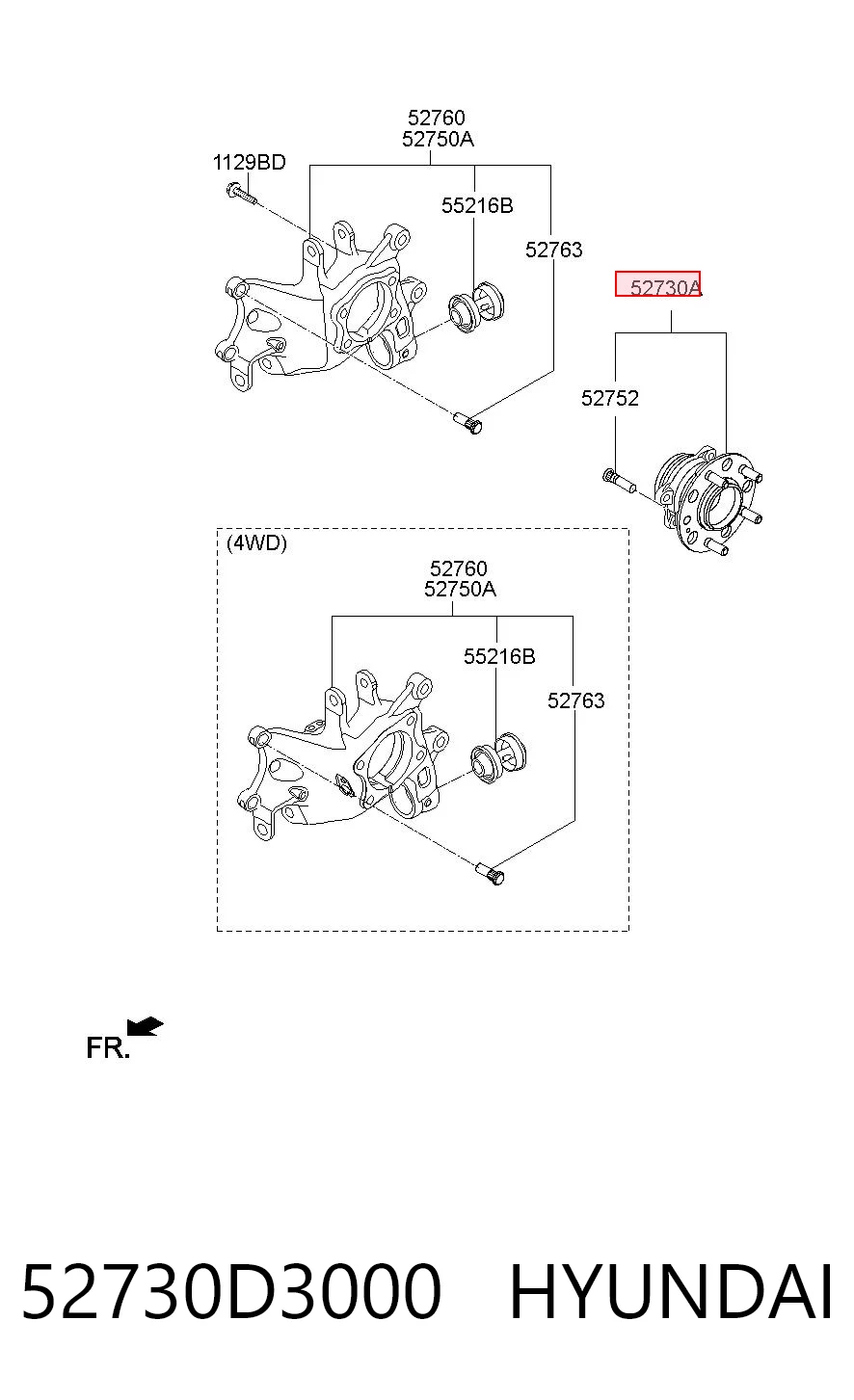 52730D3000 Hyundai/Kia Cubo traseiro