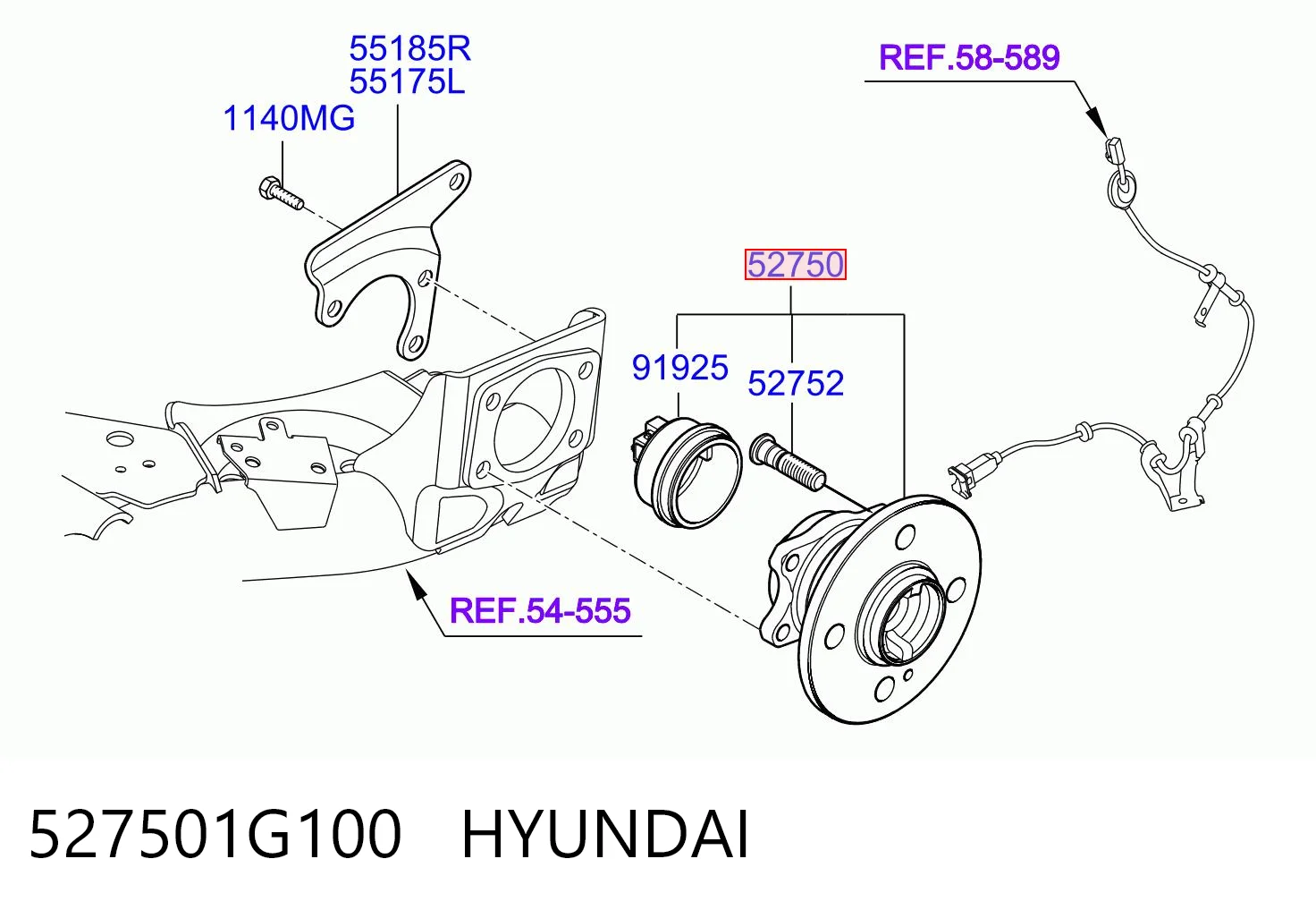 527501G100 Hyundai/Kia Cubo traseiro