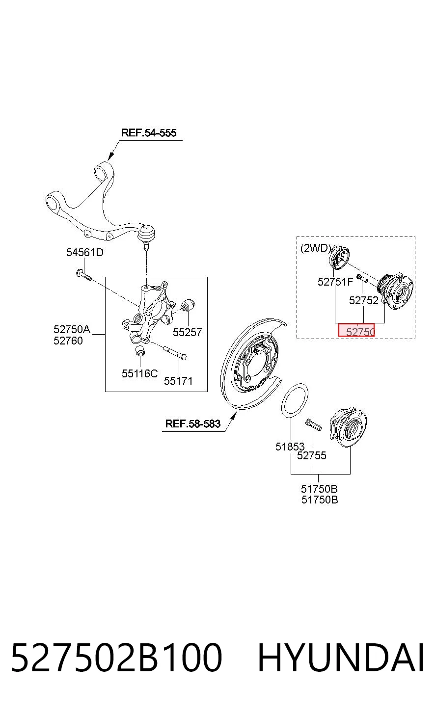 527502B100 Hyundai/Kia Cubo traseiro