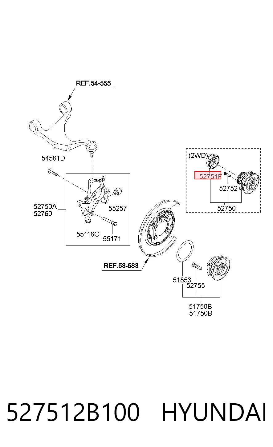 527512B100 Hyundai/Kia Sensor ABS traseiro