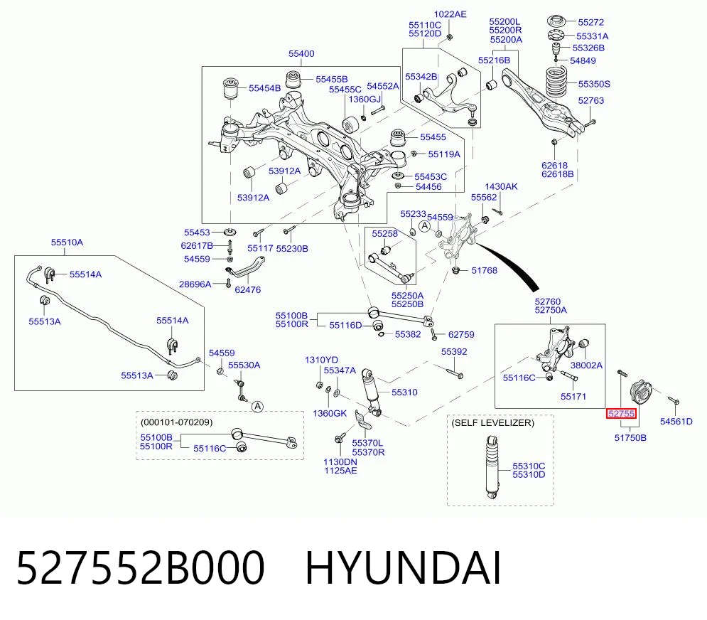 527552B000 Hyundai/Kia Prego de roda traseiro