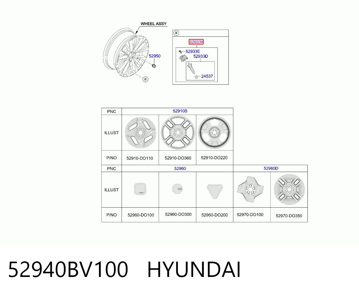 52940BV100 Hyundai/Kia Sensor de pressão de ar nos pneus