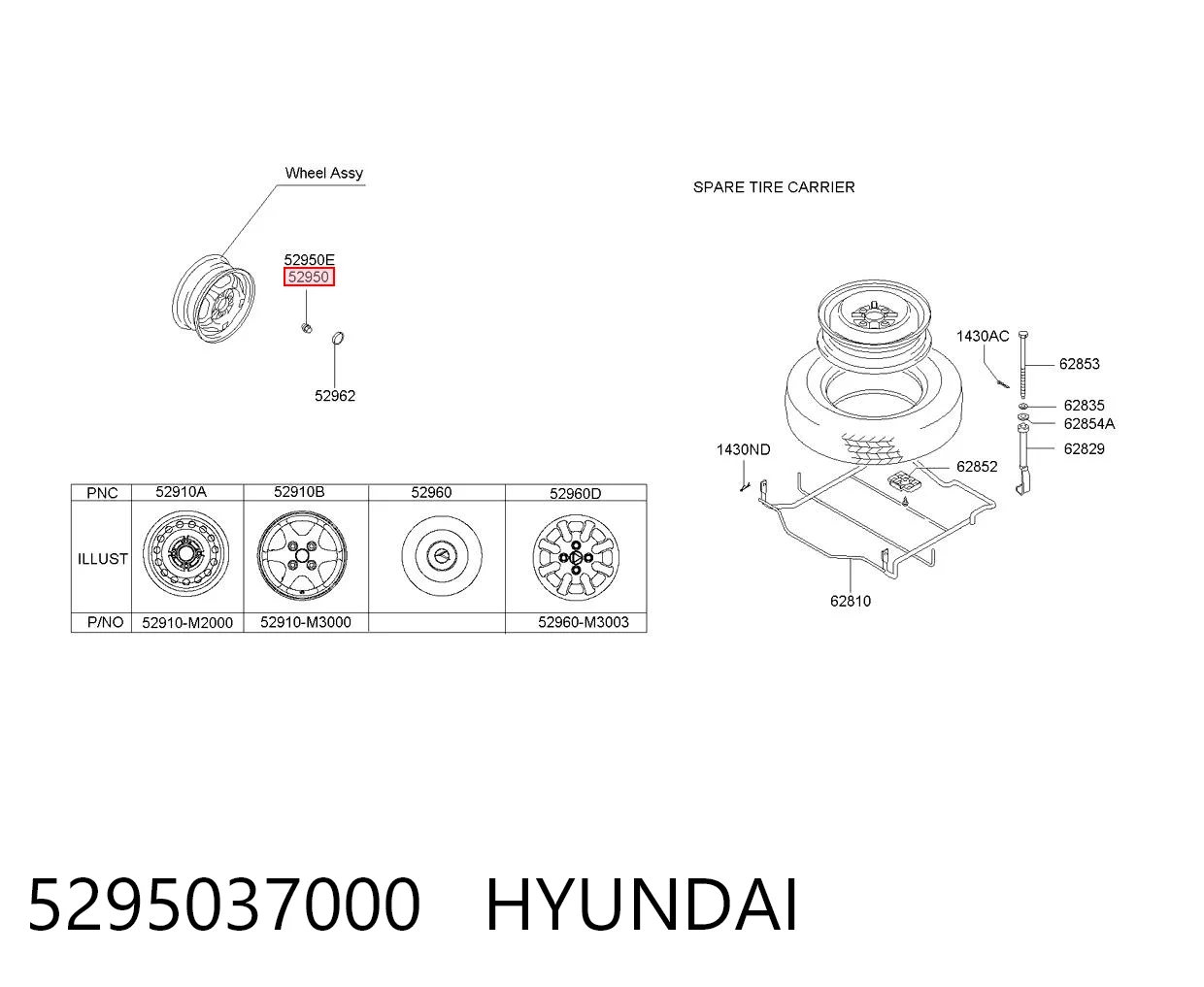 5295037000 Hyundai/Kia Porca de roda