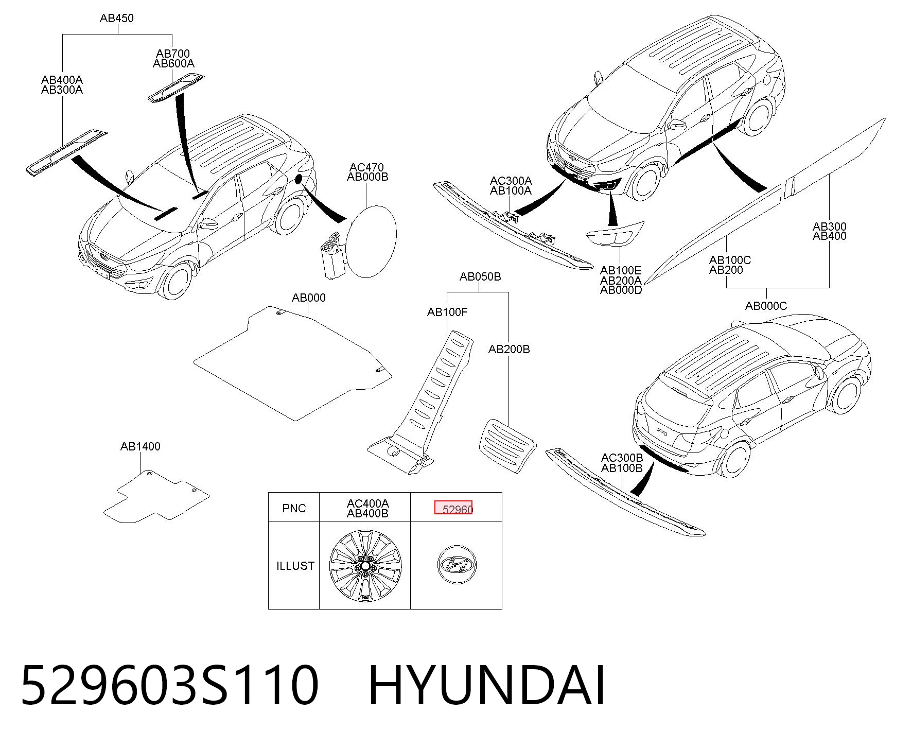 529603S110 Hyundai/Kia Coberta de disco de roda