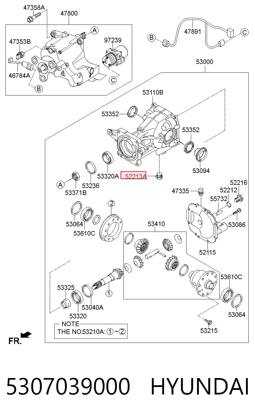 5307039000 Hyundai/Kia Tampão de enchimento de eixo traseiro/dianteiro