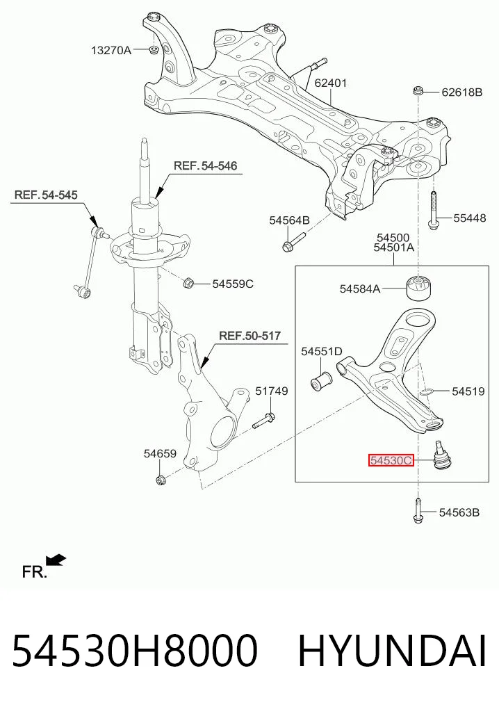 Suporte de esfera inferior para KIA Rio FB, SC