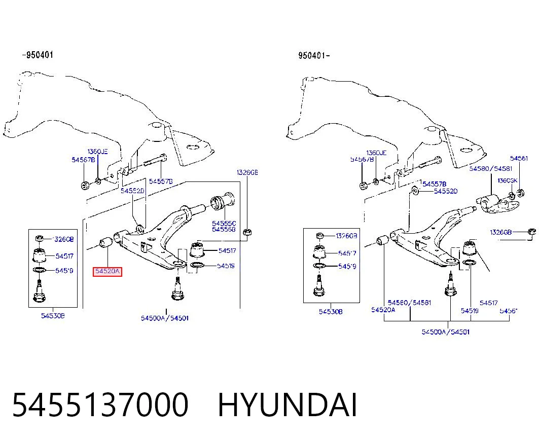 Bloco silencioso dianteiro do braço oscilante inferior Hyundai Sonata III Y-3 ao melhor preço
