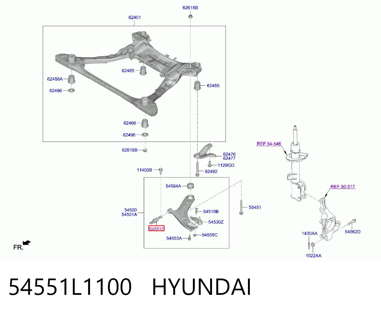  Bloco silencioso dianteiro do braço oscilante inferior Hyundai Sonata VIII sedan (DN8) (2019 - 2026) VIII