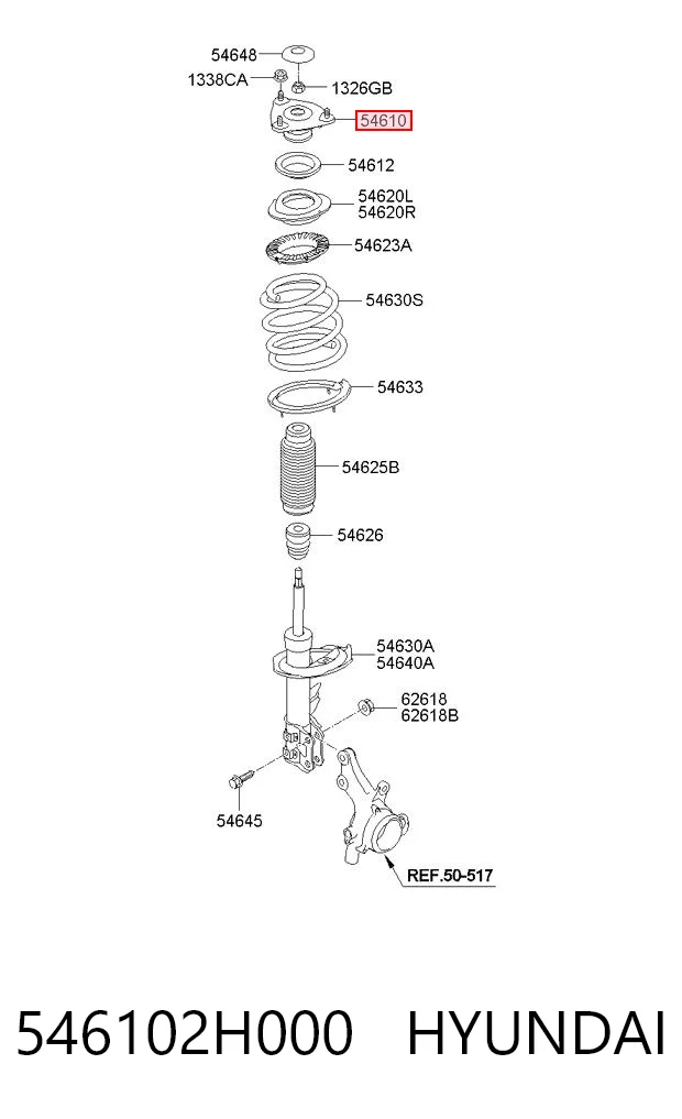 546102H000 Hyundai/Kia Suporte de amortecedor dianteiro